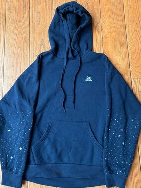 adidas Men's Navy Hoodie with Mint Star Sleeves
